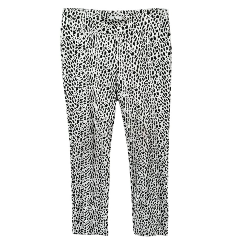 Lena Gabrielle Animal Print Pants Womens Black White Pull On Stretch Size 12 - Picture 1 of 10